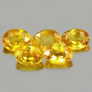 Natural Yellow Songea Sapphire 1.35 Ct 5 Oval Pcs 4 x 3.2 Mm Gemstone Tanzania